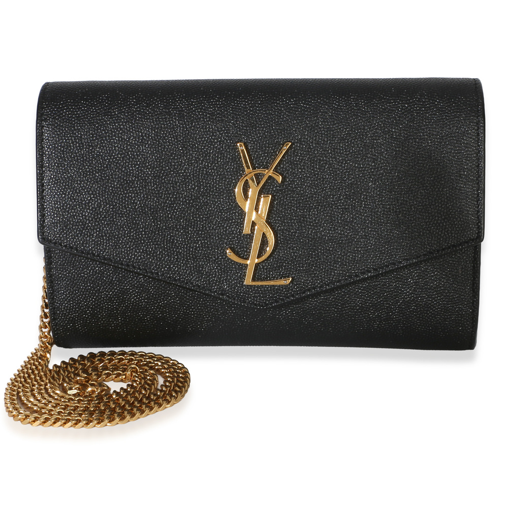 Saint Laurent Black Grain de Poudre Uptown Chain Wallet